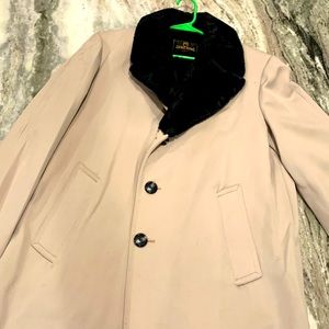 VINTAGE  Zero King Wool Coat w/Faux Fur Lined Insert Beige Men Sz 40